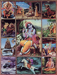 Some Hindu traditions regard Buddha (bottom right) as one of the 10 avatars of Vishnu