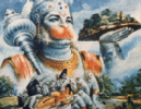 Shri Hanuman lifting the Dronachal mountain to bring the magic herb sanjeevani