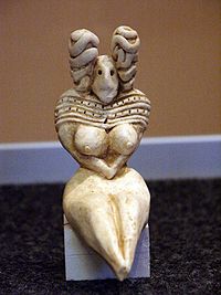 Harappan goddess figurine, c. 3000 BCE.” alt=