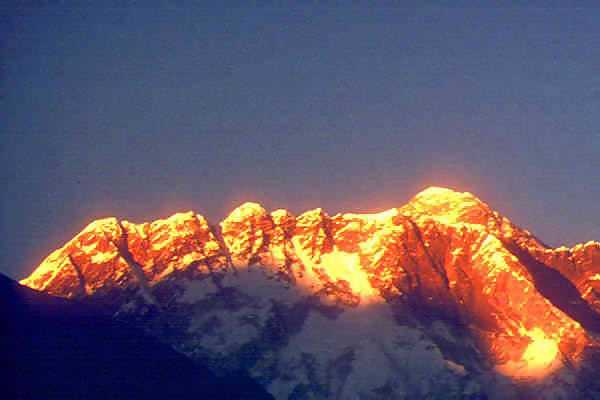 Golden sunset on Mount Everest