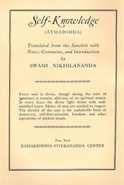 Self-Knowledge, Swami Nikhilananda